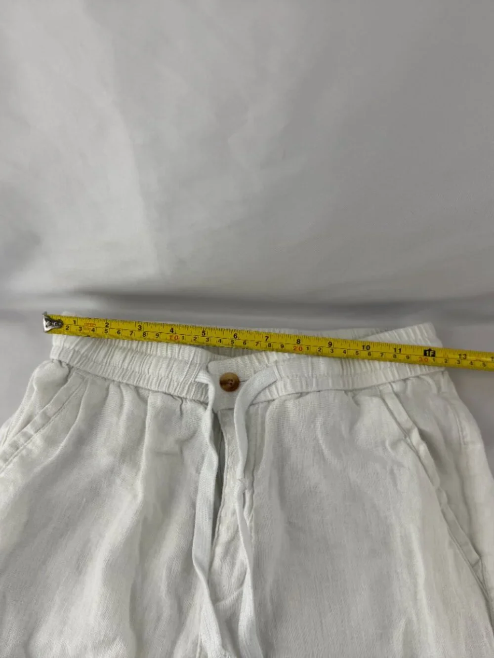 Bibikatty Men Casual Cream Corduroy Drawstring Pants Trousers Size 32